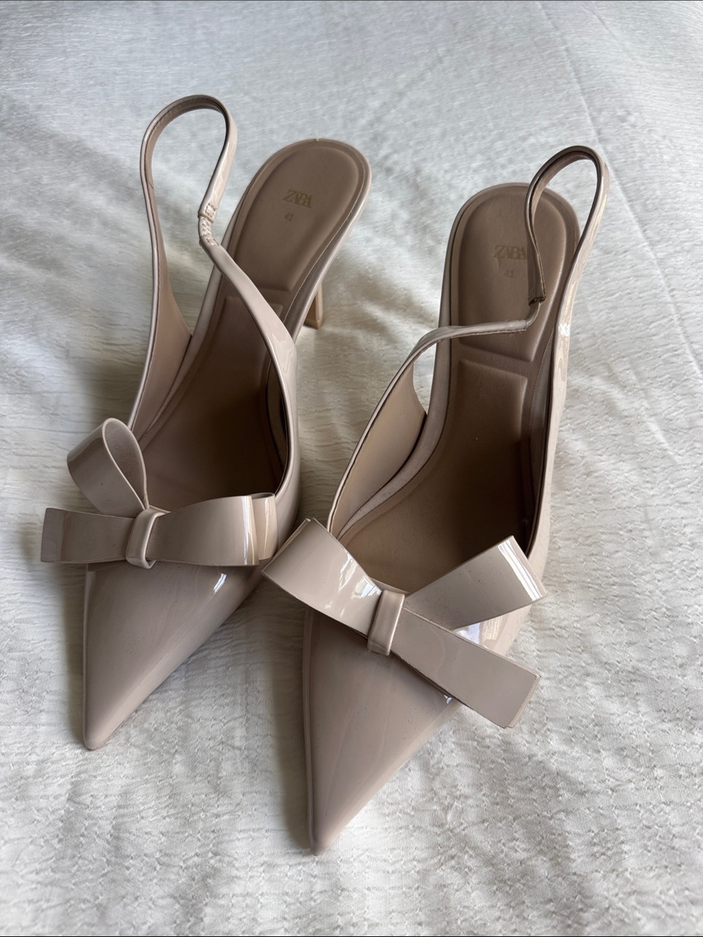 Zara Slingback Pointed-Toe Heels with Bow